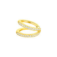 wholesale S925 Sterling Silver Two-layer Zircon Ear Climber Ear Cuff For Women, A European And American Cross-border Hit-E4069-Golden color pair 925 silver