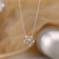 wholesale S925 Sterling Silver Artisan Miracle Flower Micro-Inlaid Zircon Five-Petal Necklace for Women, Light Luxury Small Batch Design, Ins Style-0-2