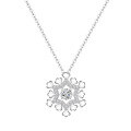 wholesale S925 sterling silver micro-paved zirconia jumping heart snowflake flower necklace, luxurious and elegant high-end necklace-0-0