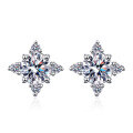 wholesale PT950 gold-plated 925 sterling silver ear studs with D-color moissanite, small batch high-quality snowflake earrings available for wholesale-0-4
