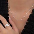 wholesale S925 Sterling Silver Minimalist Italian Square Bead Simple Chain Necklace for Women, Small Design Sense, Versatile Luxury Collarbone Chain-0-0