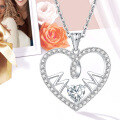 wholesale 925 Sterling Silver Cross-Border 5A Zircon Heart Necklace for Women Silver Pendant Jewelry-0-1