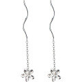 wholesale S925 Sterling Silver Frangipani Ear Threads Women's Five-Petal Flower Short Earrings Plain Floral Ear Accessories G2173-0-4
