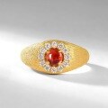 wholesale 10K Gold Vintage Intricate New Chinese Style Filigree Red Garnet Ring with High-End Feel for Wholesale-0-1