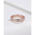 wholesale Sterling Silver Rose Gold Plated Full Eternity Band Ring for Women with Square Stones, Minimalist Design New Release Index Finger Ring-0-2