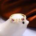 wholesale Sterling Silver Gold Plated*Spring Japanese Light Luxury Niche Amethyst Mother-of-Pearl Ring for Women Exquisite-0-0