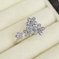 wholesale S925 Sterling Silver Zircon Flower Ring Sweet and Gentle Adjustable Open Ring Christmas Gift-0-3