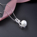 wholesale 925 Sterling Silver Micro-Inlaid Zircon Pearl Necklace, Light Luxury Design Sense Collarbone Chain, Fashionable Temperament Shell Pearl Pendant Necklace-0-1