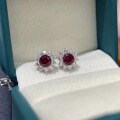 18K Gold 1ct Pigeon Blood Red Ruby Jewelry Set with Ring, Earrings, Necklace-0-5