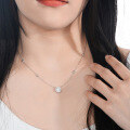 wholesale S925 Sterling Silver Moissanite Necklace for Women, Round Bezel Micro-Set Fashion Pendant, High-End Sense of Luxury and Versatility-0-3