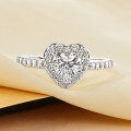 Metal Alloy Sweet Heart-shaped Light Luxury Heiress-style Diamond Ring for Women, Niche Design Wholesale-0-0