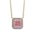 wholesale Platinum New Luxury Paved 3-Carat Radiant Cut Pink Diamond Collarbone Necklace, Celebrity Style-0-4
