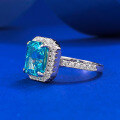 wholesale High Carbon Steel New Jewelry 7*9 Ice-Cut Aqua Diamond Engagement Ring, Popular in Europe and America-0-1