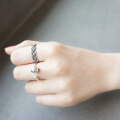 wholesale S925 Silver AR932 Korean-style Fashionable Vintage Distressed Rope Open Ring-0-3