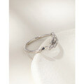 wholesale 925 Sterling Silver Leaf Ring for Women, Small and Unique Design, Light Luxury and Versatile Index Finger Ring, Adjustable Open Leaf Ring-0-3