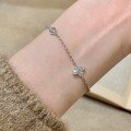 wholesale S925 Sterling Silver Dainty Four-Leaf Clover Flower Bubble Drill Bracelet, Elegant and Versatile Light Luxury Hand Accessory-0-5
