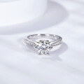 wholesale Metal material, unique niche design one-carat moissanite turning luck center ring instantly passes diamond tester as real diamond-0-1