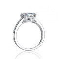 S925 Silver 4ct Emerald-Cut Moissanite Ring, Women's Luxury Rectangular Prong Setting-0-3