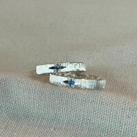 wholesale S925 Sterling Silver Falling into the Starry Sky Blue Zircon Brushed Starry Light Minimalist Ring for Women, Small Opening Ring with Unique Design-Silver 925 silver opening adjustable