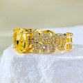 wholesale 925 Silver Jewelry Live Streaming Style Simulated Diamond Wealth and Fortune Ring 7*9 Money-Attracting Yellow Diamond Ring Available for Dropshipping-0-1