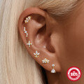 wholesale S925 Sterling Silver Geometric Irregular Zircon Cartilage Flat Head Spiral Ear Bone Stud-0-2