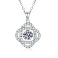 S925 Sterling Silver Cross-Border Moissanite Necklace, Wholesale Jumping Heart-0-3