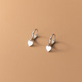 wholesale S925 Sterling Silver Korean Style Minimalist Short Lovable Heart Pendant Smooth Cute Earrings M00218-0-4