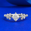 wholesale S925 silver new 1-carat princess-cut white ring for women, fashionable and versatile for daily wear-0-0