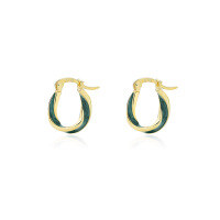 wholesale 925 Sterling Silver Distorted Irregular Enamel Earrings, French Retro Style-E2954-Gold 925 Silver