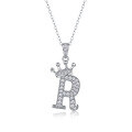 wholesale 925 silver popular 26-letter alphabet necklace for women, stylish and elegant moissanite cross-border collarbone chain-0-22