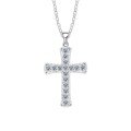 Sterling Silver New Minimalist Diamond-Cross Pendant Necklace, Light Luxury Versatile Design-0-4