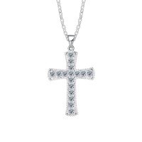 Sterling Silver New Minimalist Diamond-Cross Pendant Necklace, Light Luxury Versatile Design-S925 sterling silver + 1.8-point * 16 moissanite