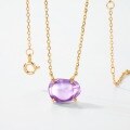 wholesale S925 silver gold-plated Japanese minimalist amethyst retro geometric pendant for women's trendy wholesale-0-2