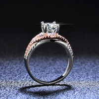 Two-Tone Gold Silver Moissanite Ring for Women-2 carats (set with moissanite)  18 yards