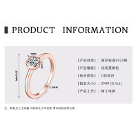 18K Gold Plated 925 Silver D Color Moissanite Four-Leaf Clover Ring-Small bubble ring [K rose gold]  US size 5.5