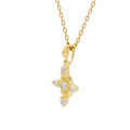 wholesale S925 silver plated with 14k gold Japanese-style spring limited edition thorn rose cross white zircon pendant-0-4