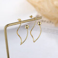 wholesale S925 Sterling Silver Fashionable Creative Small Gold Ball Twist Wire Hook Earrings, Trendy Luxury Style Elegant Earrings-0-1