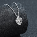 Sterling Silver Moissanite Heart Necklace Women's Fashion Pendant-0-0