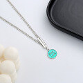 wholesale S925 Sterling Silver Creative Retro Green Round Pendant Letter "Good Luck" Necklace, Ins Korean Style Trendy Jewelry-0-2