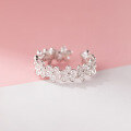 wholesale 925 Sterling Silver Small Fresh Daisy Open Ring Sweet Ins Style Full Diamond Five-Petal Flower Ring R02885-0-2