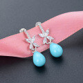 wholesale Sterling Silver Plated, Japanese and Korean Style Fresh and Retro Zircon Earrings for Women S925, Inlaid with Pearls and Small Flower Ear Studs, Internet-Famous Elegant Ear Drops-0-2