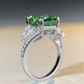 wholesale S925 Sterling Silver Emerald Ring for Women with High Carbon Diamond Zircon Radiant Full Diamond Cross-Border TikTok Live Ring-0-2