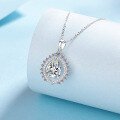 wholesale S925 Sterling Silver Pear Shape Moissanite Necklace for Women, Sunflower Teardrop Pendant Elegant and Sophisticated Collarbone Chain-0-2