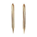 wholesale AU750 18K Gold Tassel Earrings for Women, Fashion Earrings, Multi-Layer Versatile Elegant Dangle Ear Thread, Long Drop Earrings-0-4
