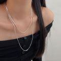 wholesale S925 Sterling Silver Spring and Summer New Octagonal Snake Bone Long Pendant Necklace for Women, Korean Minimalist Style Layering Sweater Chain-0-2