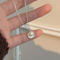 wholesale S925 Sterling Silver Korean Style Shell Pearl Necklace for Women, Minimalist and Unique Design, Small Luxury Collarbone Chain-0-1