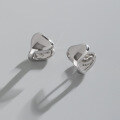 wholesale S925 Sterling Silver 524 Korean Version Ins Minimalist Niche Design Geometric Smooth Heart-shaped Textured Versatile Ear Clips for Women-0-2