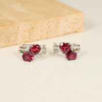 wholesale 925 Sterling Silver New Natural Colored Gemstone Earrings with Topaz, Garnet, and Crystal Classic Heart Earrings-Natural Amethyst Heart Earrings