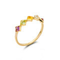 wholesale S925 silver gold-plated Japanese geometric rainbow gemstone ring for women, niche ins light luxury princess, available for wholesale-0-4
