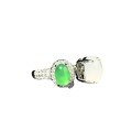 wholesale S925 Sterling Silver Two-Tone Chalcedony Ring for Women, High-Grade Icy Agate Emperor Green Ring, Double Stone Full Diamond Ring-0-3